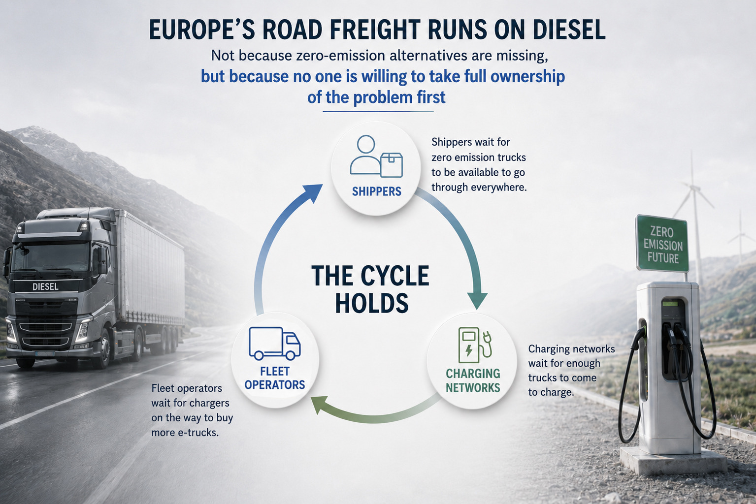 Shippers wait for zero-emission trucks to be available across routes in Europe.